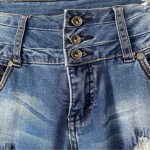 Vintage Y2K Distressed Jeans Low Rise Straight Leg McBling Denim Size 28 - Picture 5 of 15